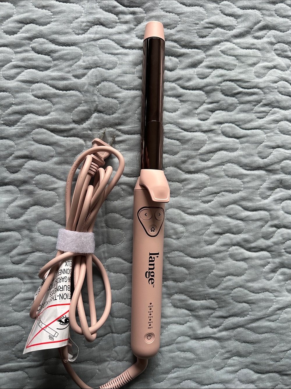 L’ange Blush Pink Ceramic Curling Wand with Rose Barrel